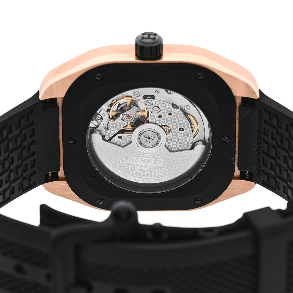 DLC Coated Titanium 18K Rose Gold Rubber 39mm H08 Automatic Watch Black