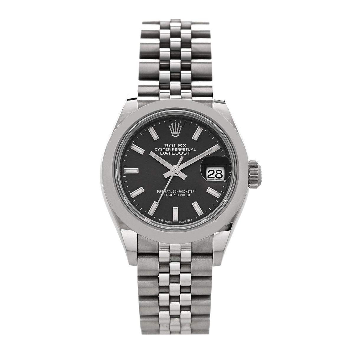 Stainless Steel 28mm Oyster Perpetual Datejust Watch Dark Grey 279160