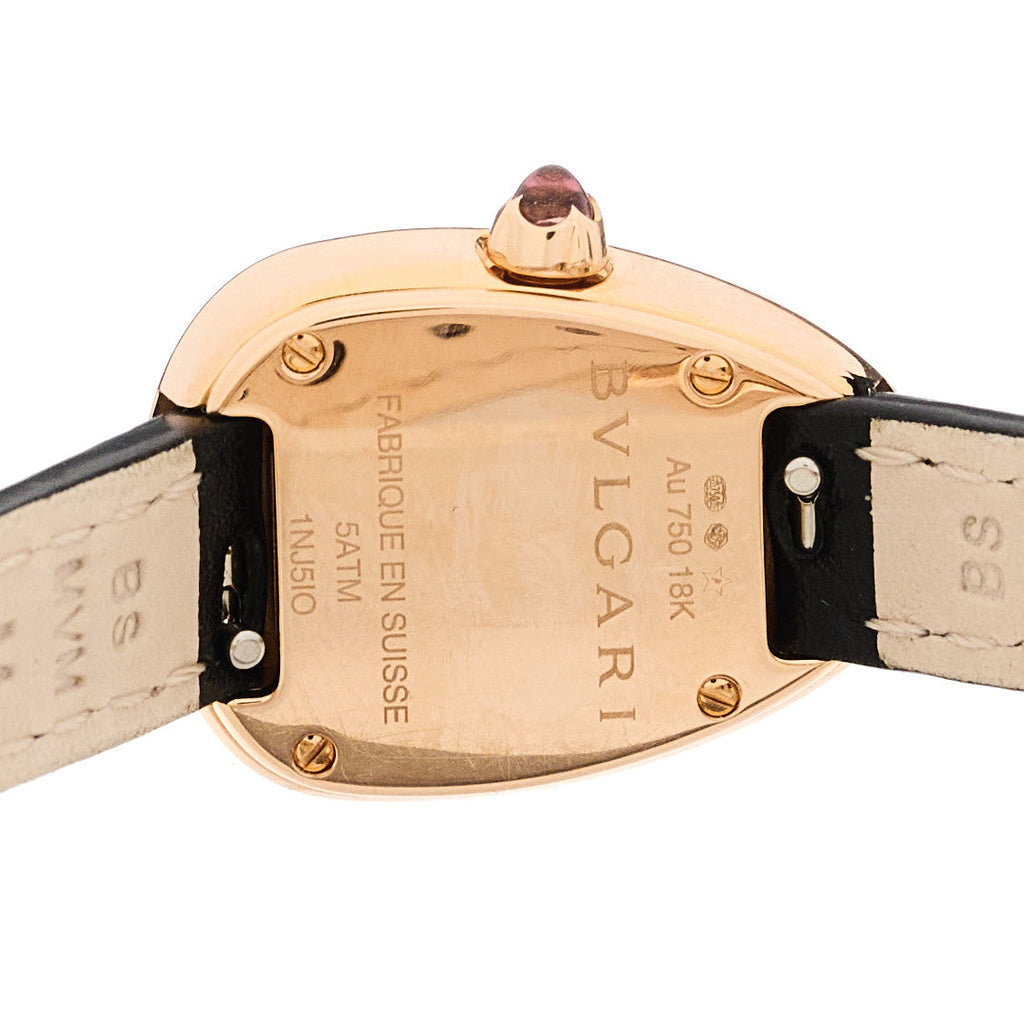 18K Rose Gold Calfskin Diamond Bezel 27mm Serpenti Double Wrap Quartz Watch Red