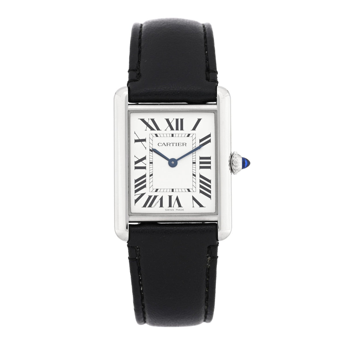 Stainless Steel Calfskin 25mm Must de Cartier SolarBeat Tank Quartz Watch