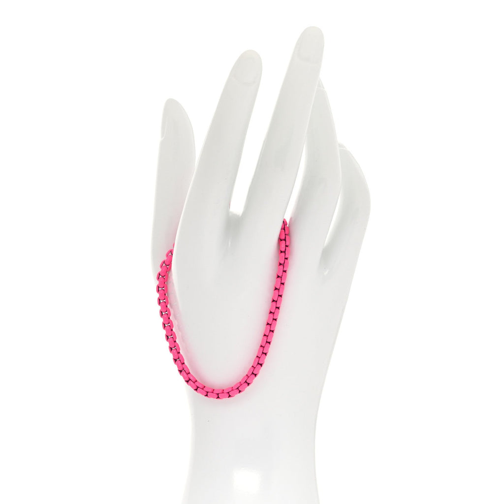 14K Rose Gold Acrylic Bel Aire 4mm Chain Bracelet Hot Pink