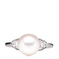 14K White Gold Diamond Akoya Pearl 8-8.5mm Ring 53 6.25
