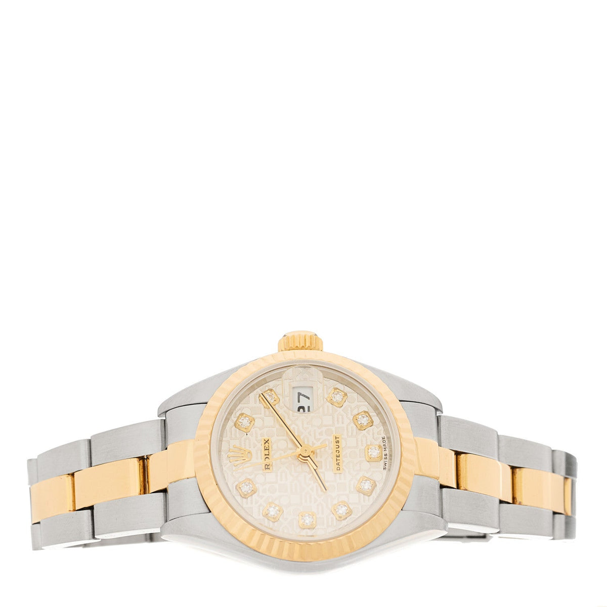 Stainless Steel 18K Yellow Gold Diamond 26mm Oyster Perpetual Datejust Watch Silver Jubilee 79173
