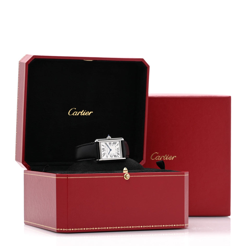 Stainless Steel Calfskin 25mm Must de Cartier SolarBeat Tank Quartz Watch