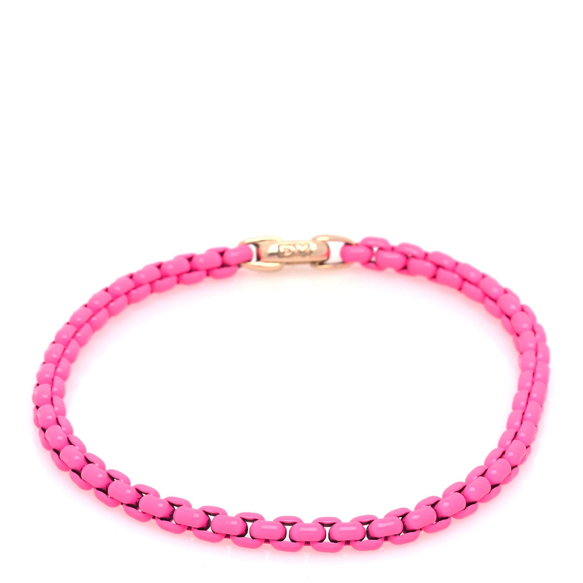 14K Rose Gold Acrylic Bel Aire 4mm Chain Bracelet Hot Pink