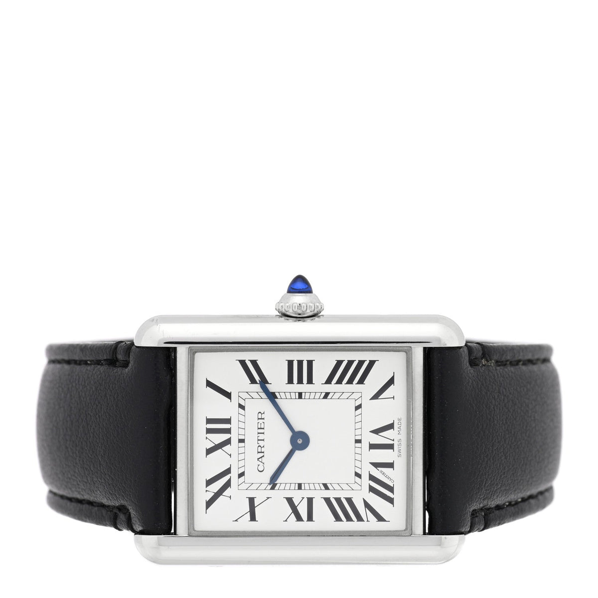 Stainless Steel Calfskin 25mm Must de Cartier SolarBeat Tank Quartz Watch