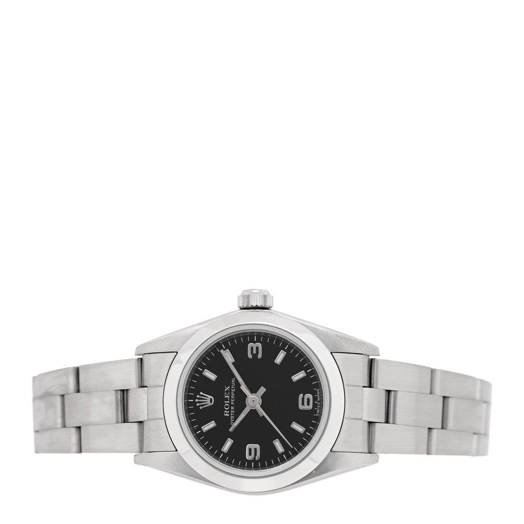 Stainless Steel 24mm Oyster Perpetual Watch Black 76080