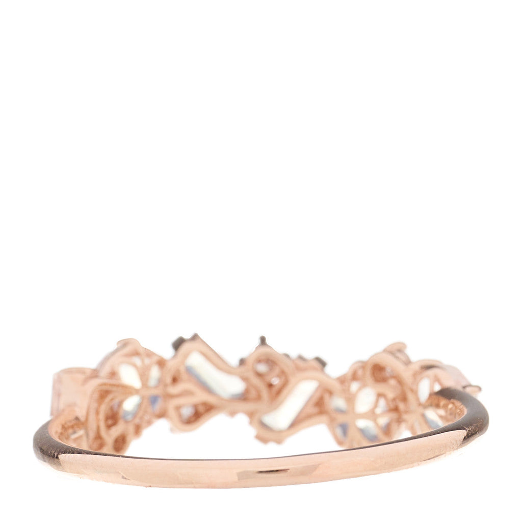 14K Rose Gold Diamond Rainbow Moonstone Amalfi Blend Half Band Ring 56 7.5