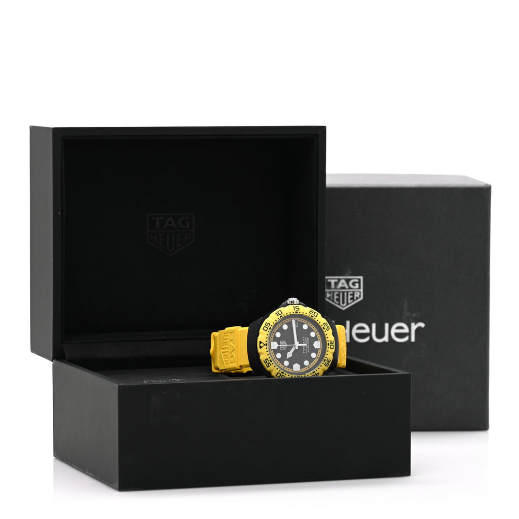 DLC Stainless Steel Rubber 38mm Formula 1 Solargraph Quartz Watch Black Yellow WBY1117