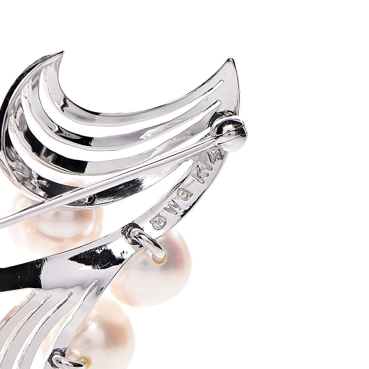14K White Gold Akoya Pearl 7.5-8.5mm Brooch Pin