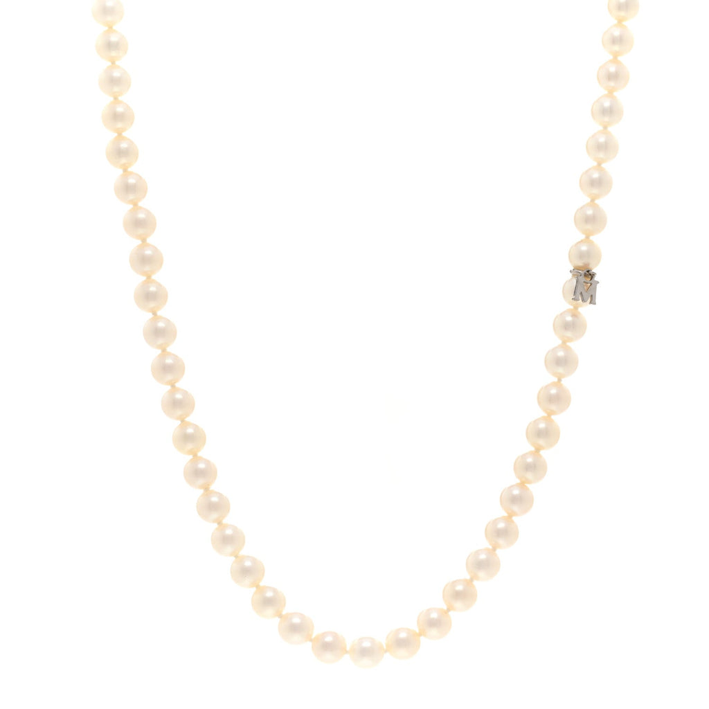 10K White Gold Akoya Cultured Pearl 6mm Strand Necklace 16"