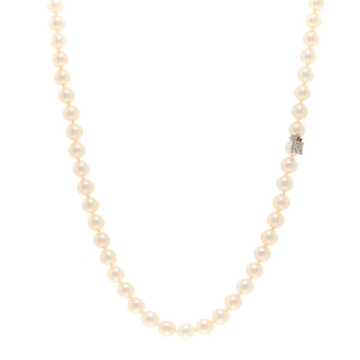 10K White Gold Akoya Cultured Pearl 6mm Strand Necklace 16"