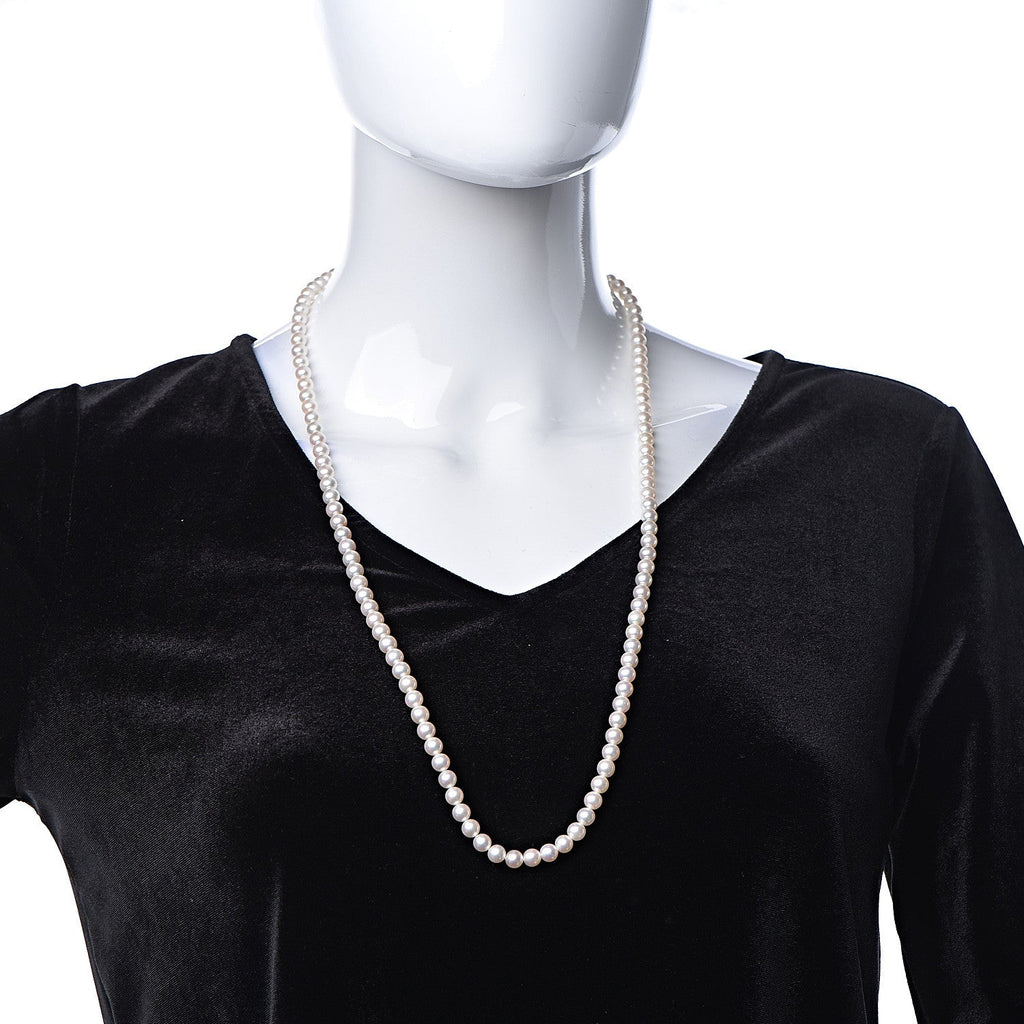 14K White Gold 6-6.5mm Akoya Pearl Strand Necklace 28
