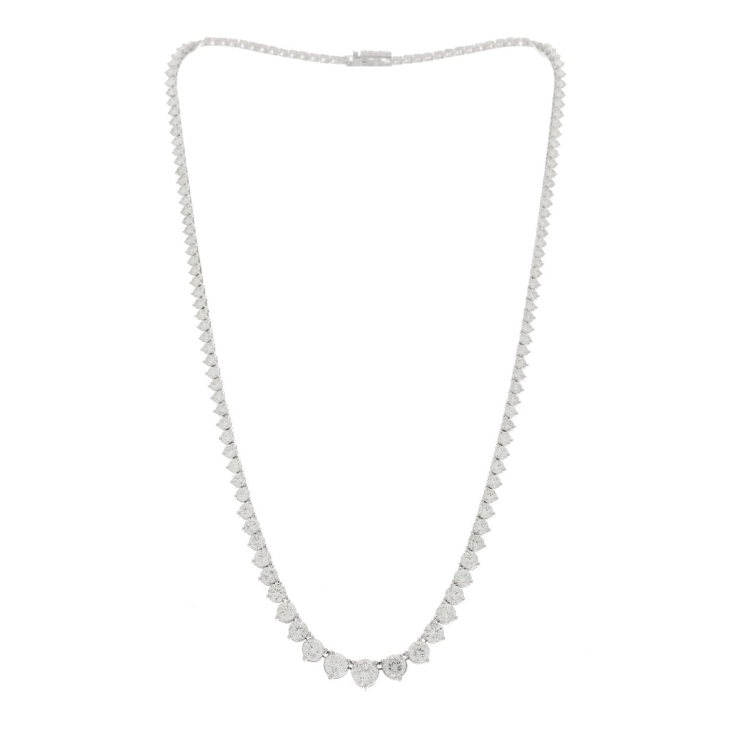 14K White Gold Diamond 13.20ctw Riviera Necklace