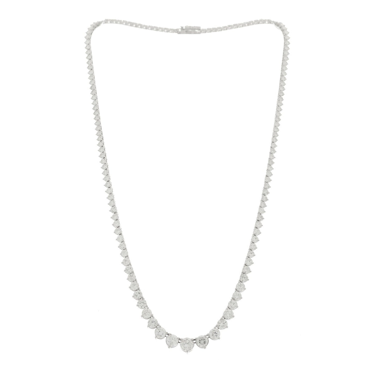 14K White Gold Diamond 13.20ctw Riviera Necklace