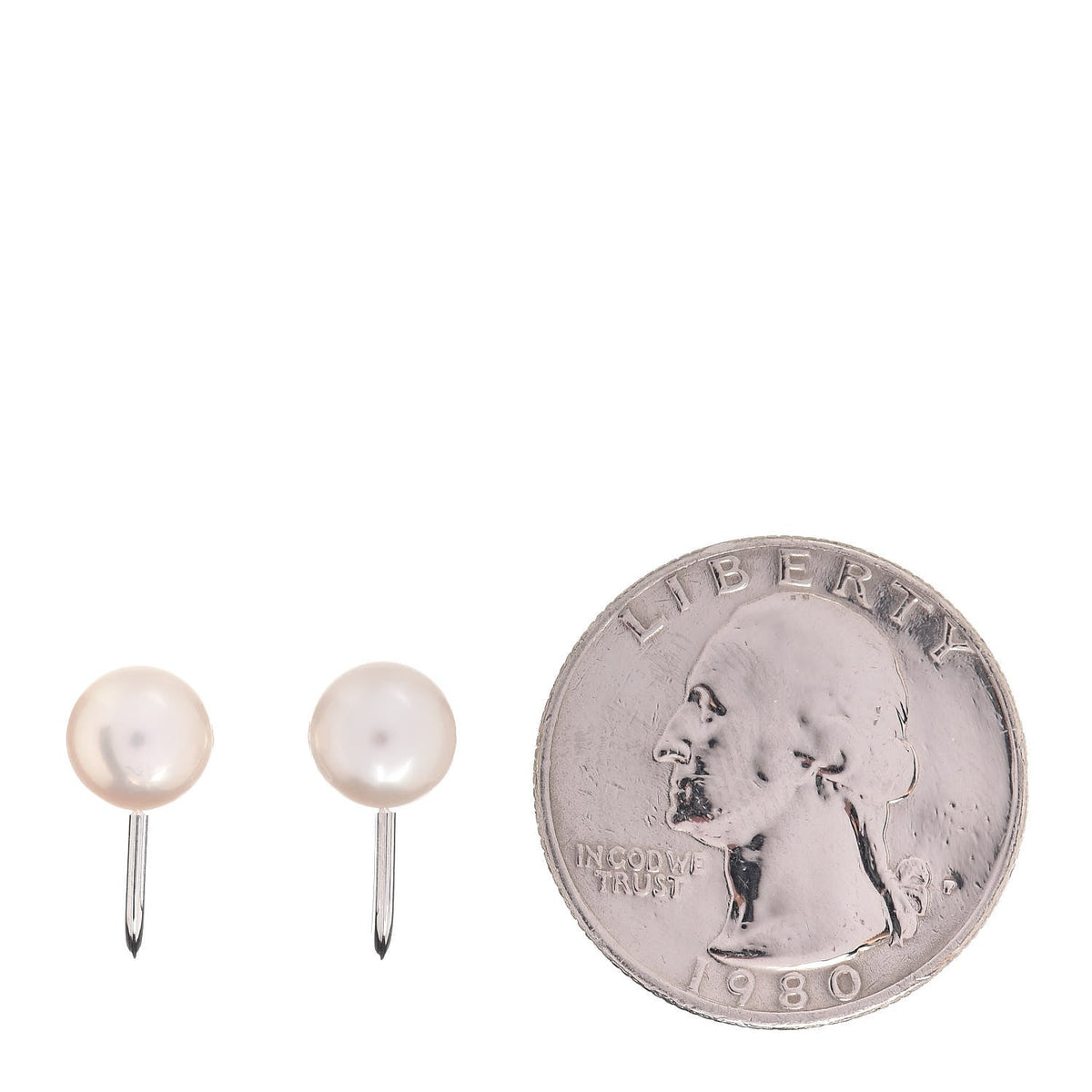 14K White Gold 7-7.5mm Akoya Pearl Screw-Back Earrings