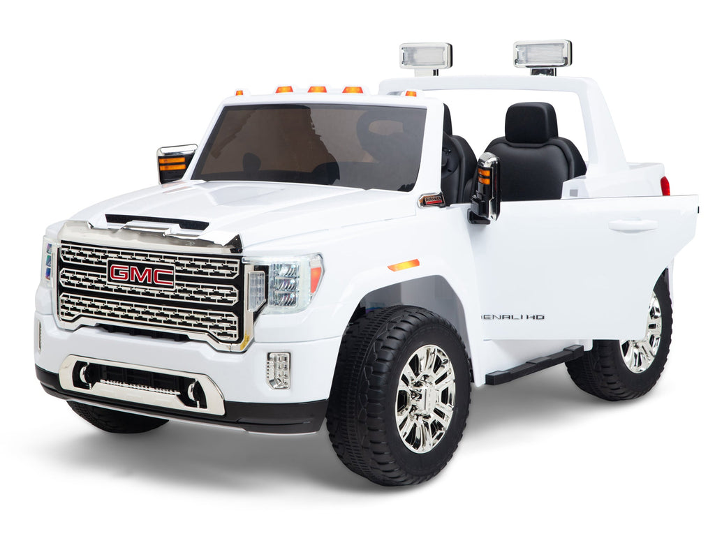 12V GMC Sierra Denali Kids Electric Ride On Truck with Remote Control - White