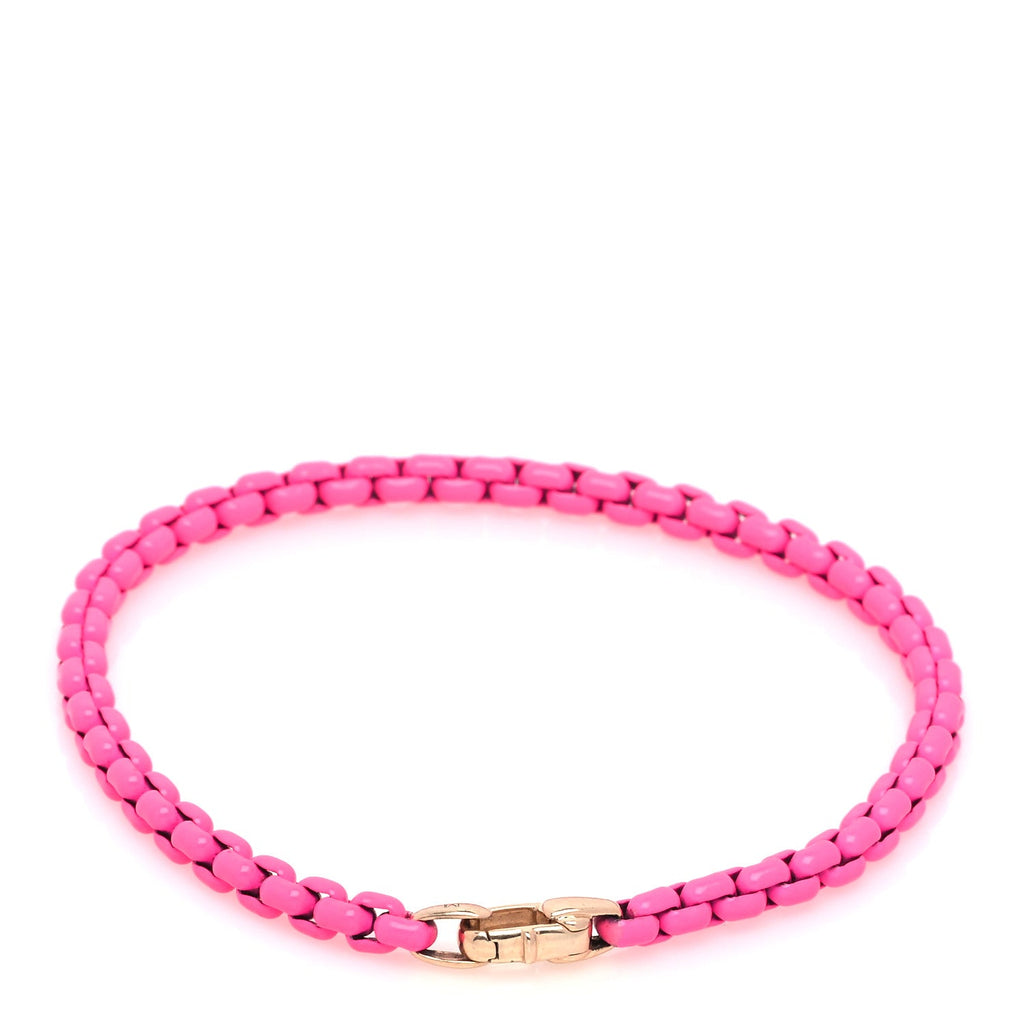 14K Rose Gold Acrylic Bel Aire 4mm Chain Bracelet Hot Pink