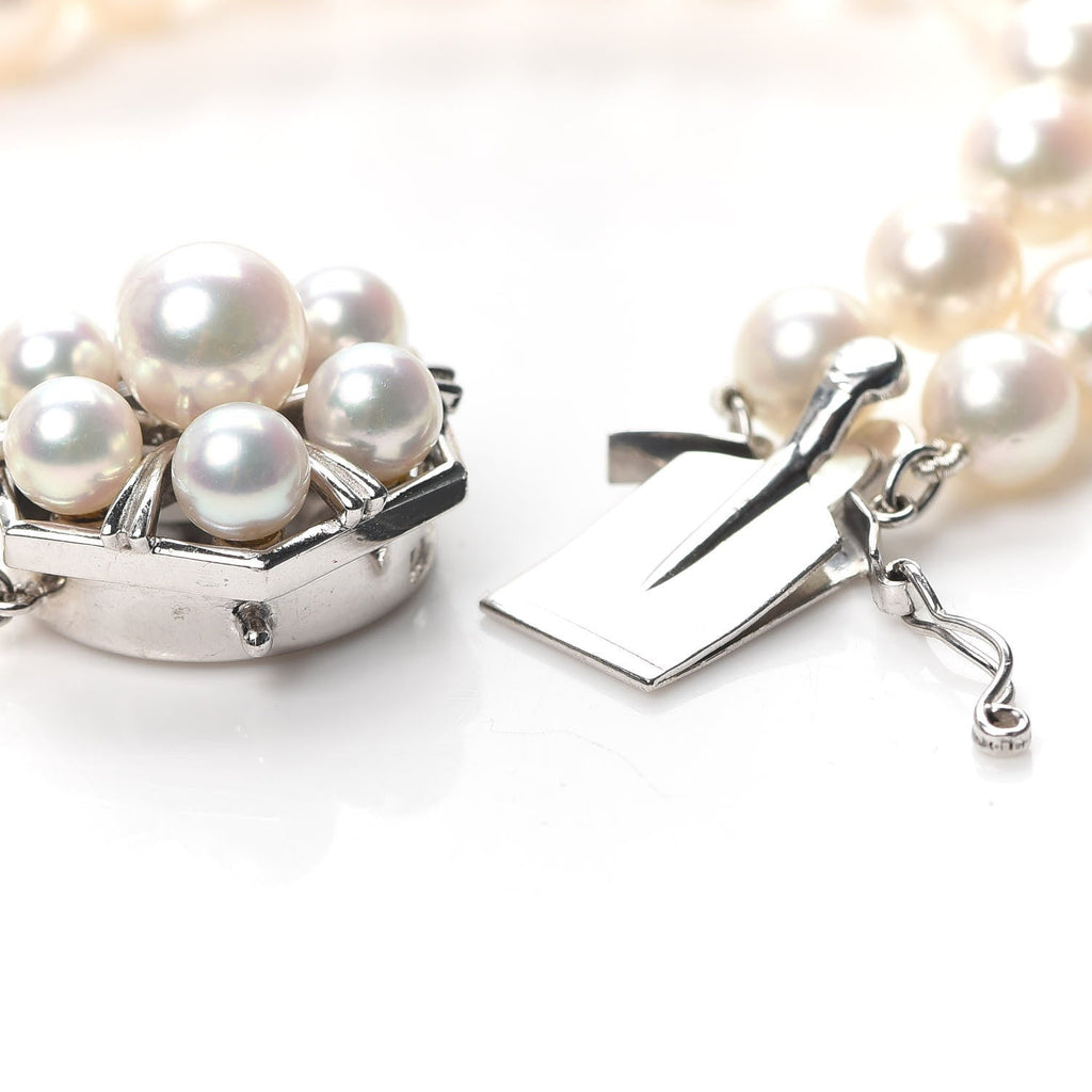 14K White Gold Akoya Pearl 6-7mm Double Strand Bracelet