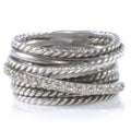 14k Sterling Silver Diamond Crossover Cable Ring 7