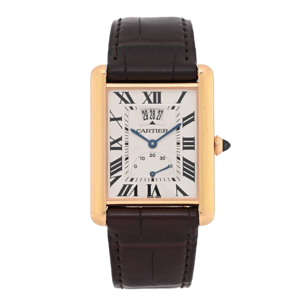 18K Pink Gold Alligator 30mm Tank Louis Manual Winding Watch