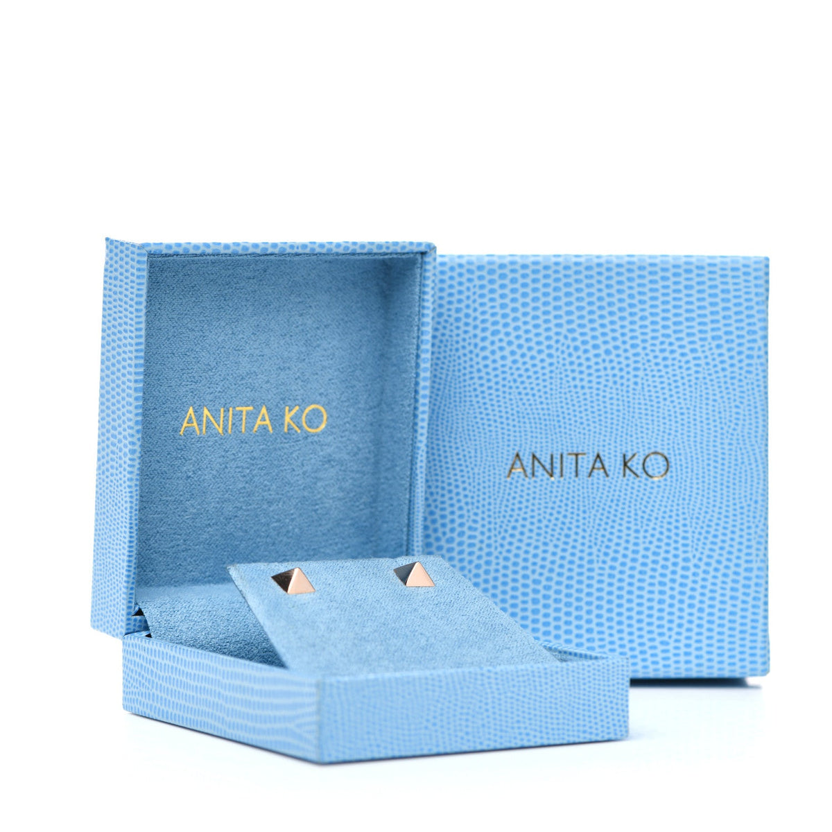 14K Rose Gold Pyramid Stud Earrings