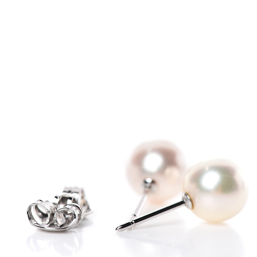 14K White Gold 8mm Akoya Pearl Stud Earrings