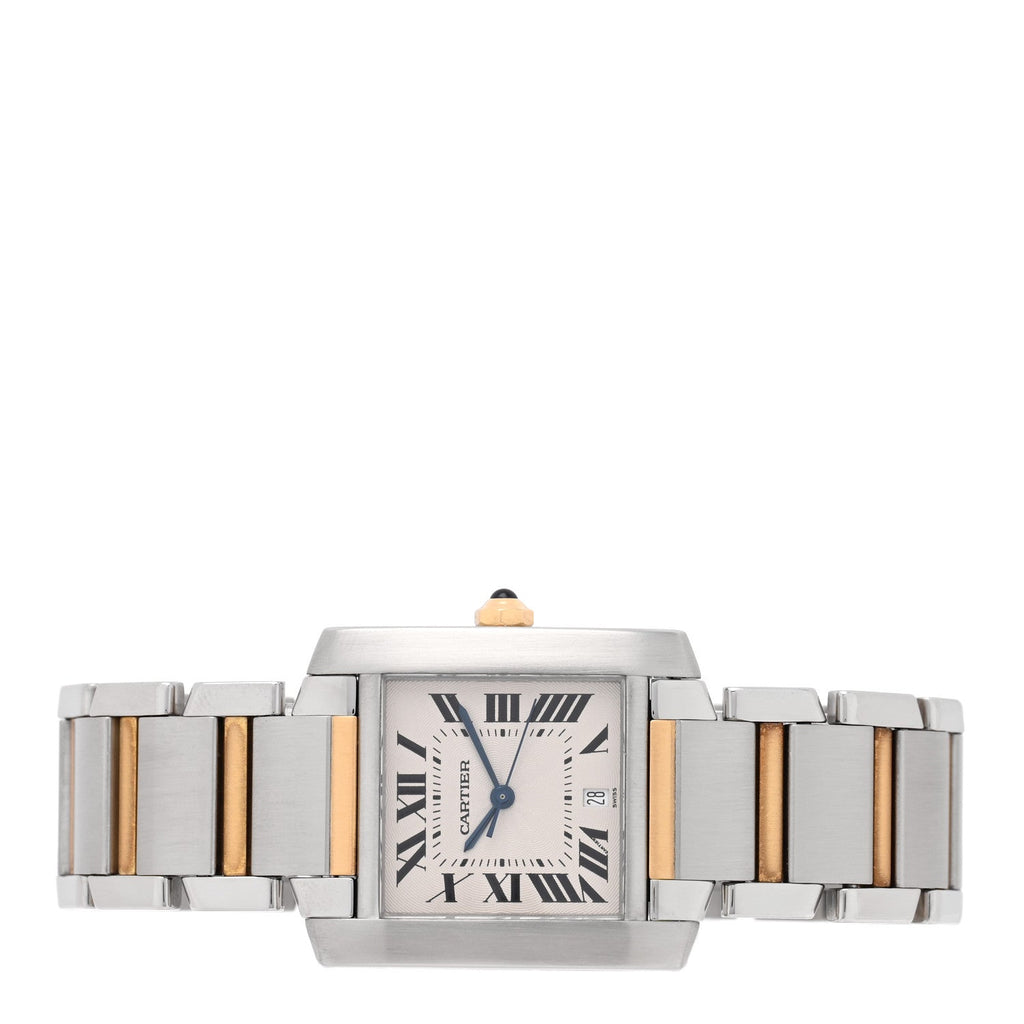 Stainless Steel 18K Yellow Gold 28mm Tank Francaise Automatic Watch