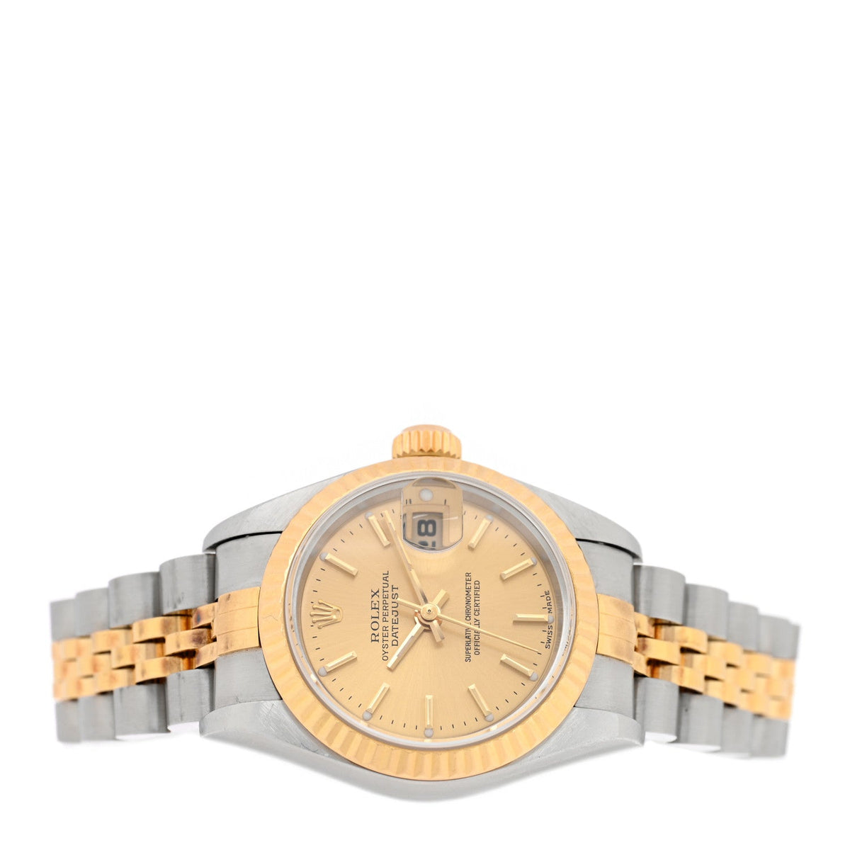 Stainless Steel 18K Yellow Gold 26mm Oyster Perpetual Datejust Watch Champagne 79173