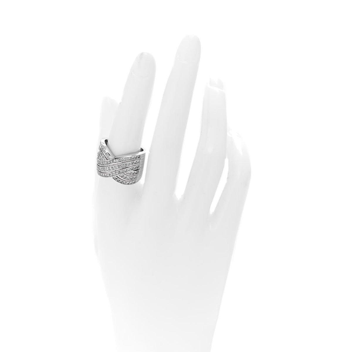 14K White Gold Diamond .69ctw Crossover Tapered Band Ring 55 7.25
