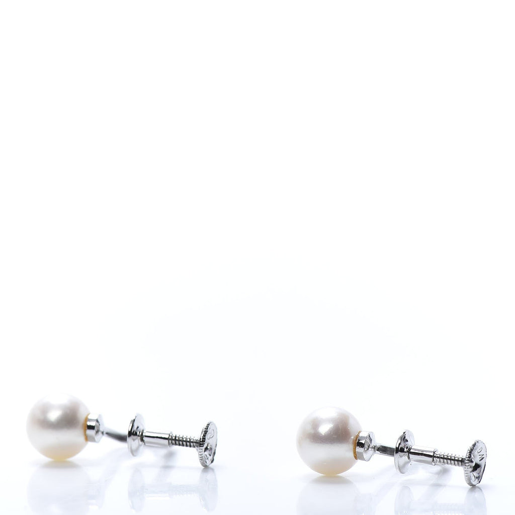 14K White Gold 7.5mm Akoya Pearl Screw-Back Earrings