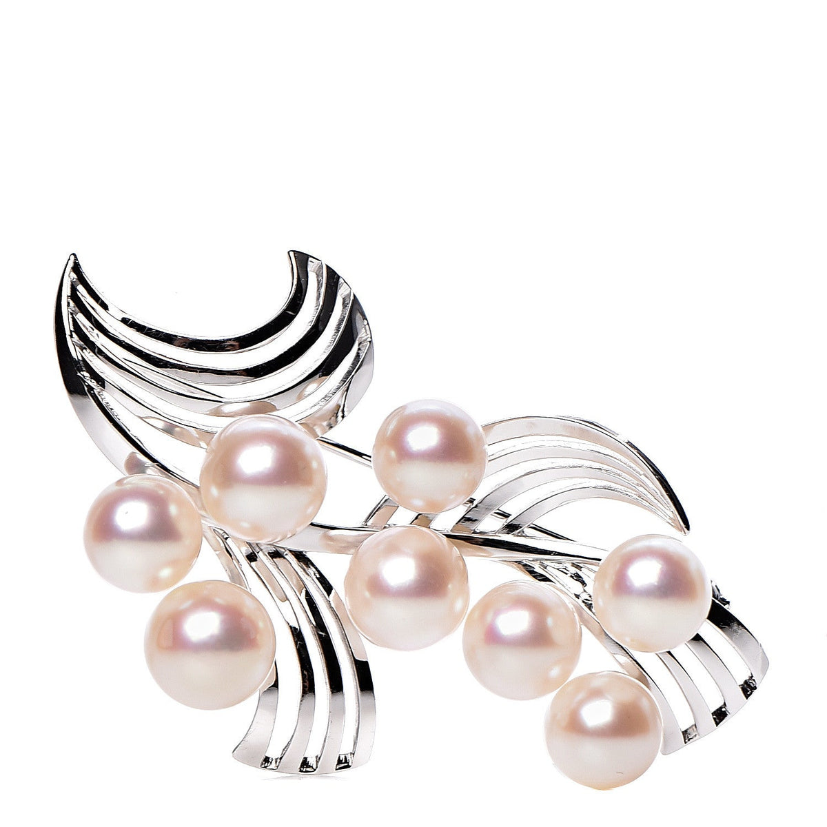 14K White Gold Akoya Pearl 7.5-8.5mm Brooch Pin