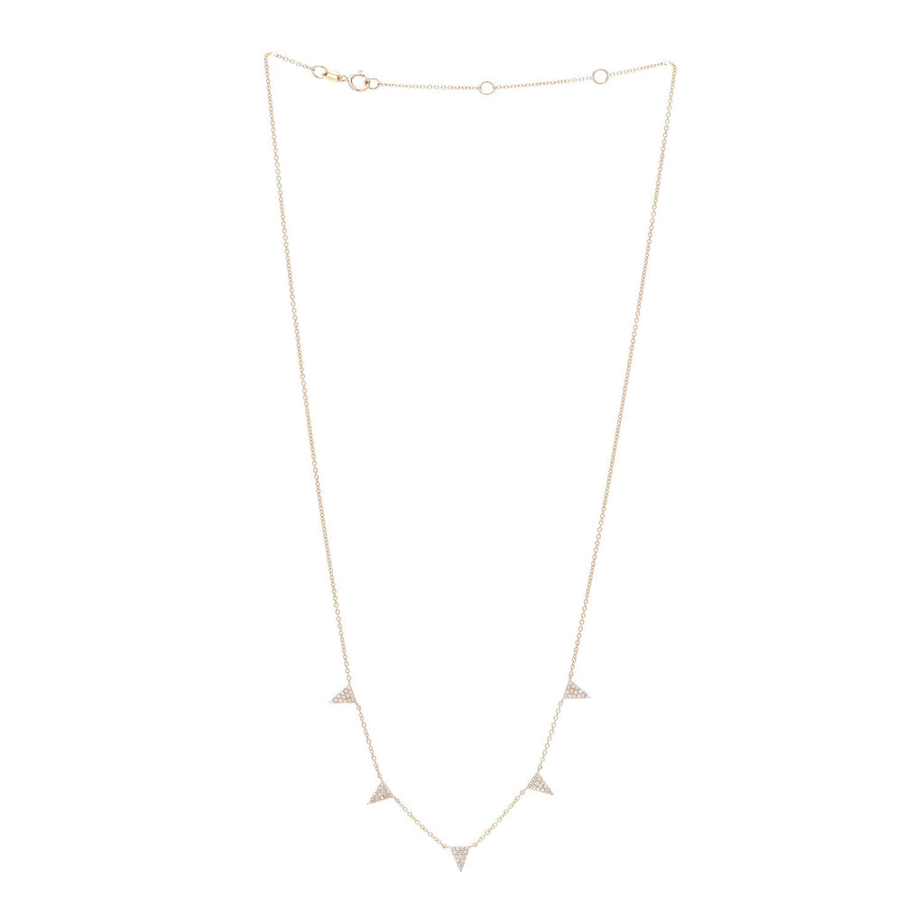 14K Rose Gold Diamond .17ctw Triangle Five Station Necklace