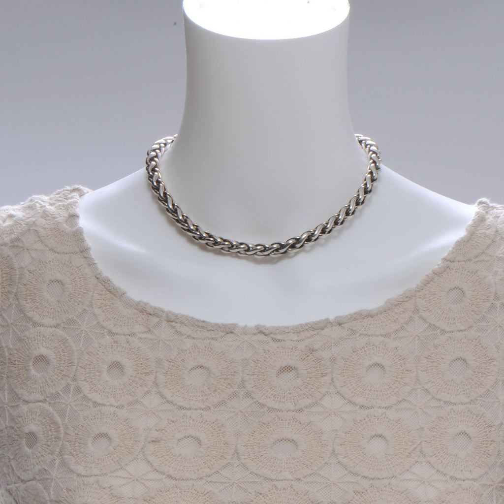 14K Gold Sterling Silver Wheat Chain Necklace