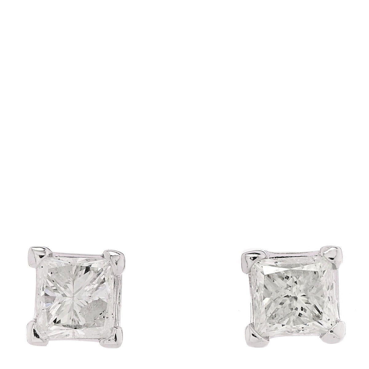 14K White Gold Diamond 1.63ct Square Cut Solitaire Earrings