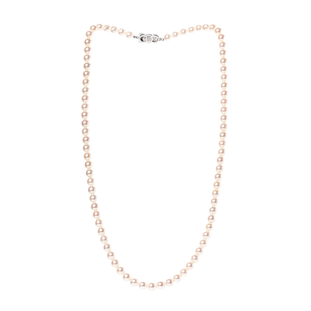 14K White Gold Akoya Pearl 6-6.5mm Strand Necklace 22"