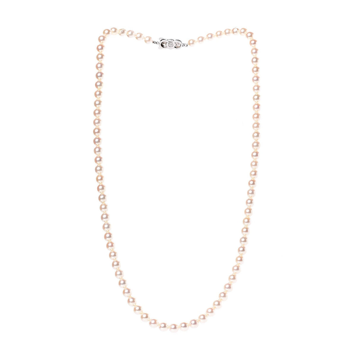 14K White Gold Akoya Pearl 6-6.5mm Strand Necklace 22"