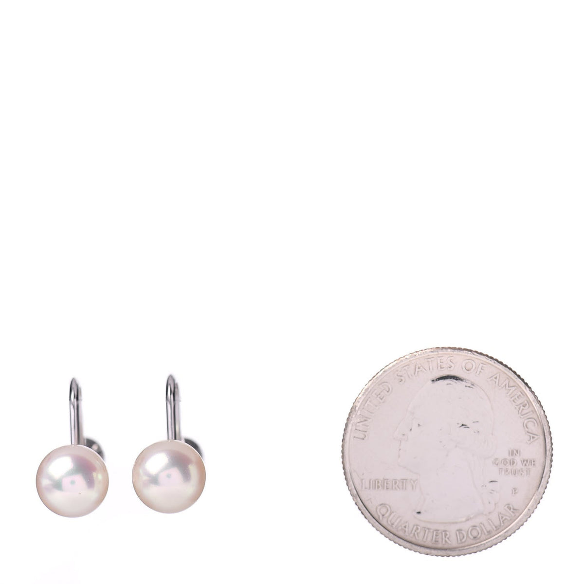 14K White Gold Akoya Pearl 8mm Screw Back Earrings
