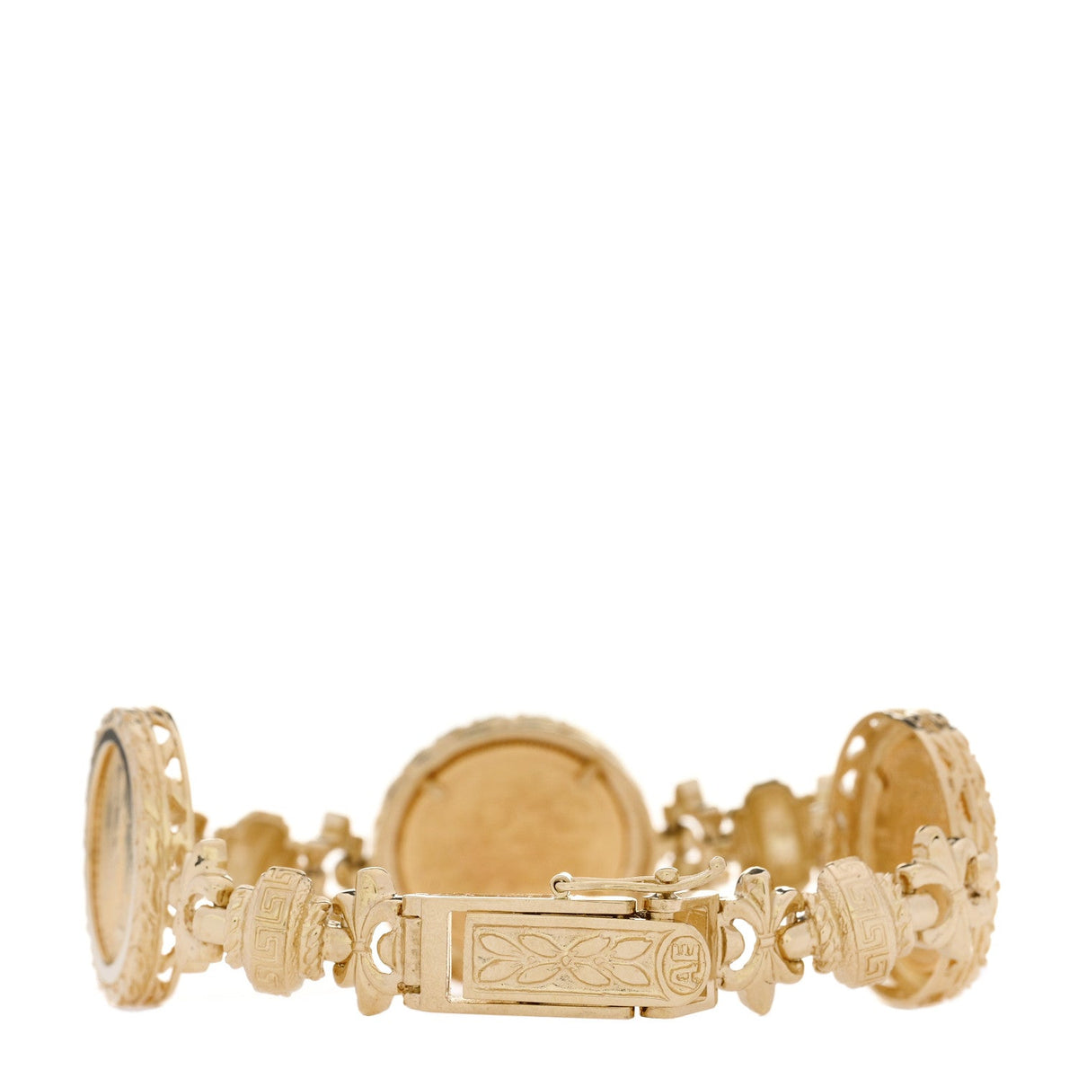 14K 22K Yellow Gold Coin Station Bracelet