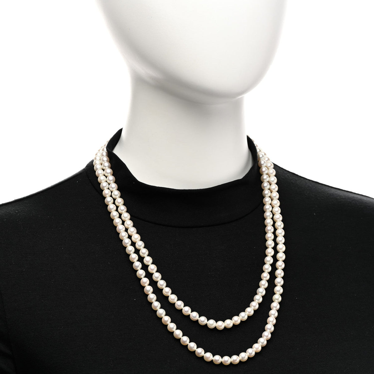 14K White Gold Akoya Cultured Pearl 6.5-7mm Double Strand Necklace