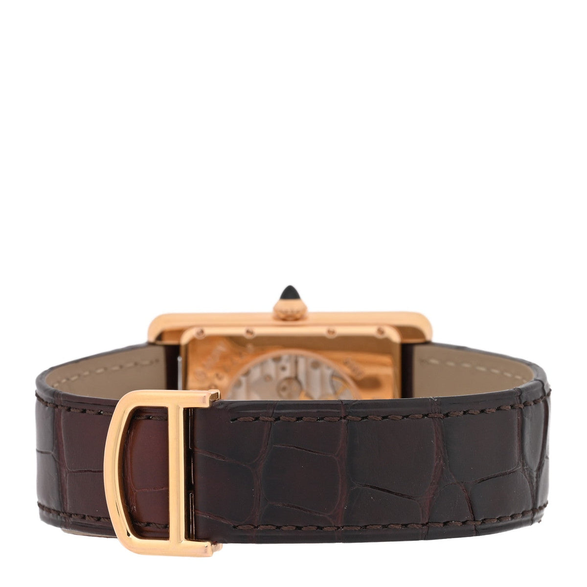 18K Pink Gold Alligator 30mm Tank Louis Manual Winding Watch