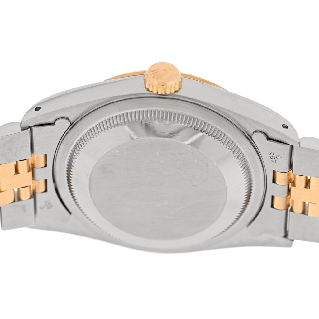 Stainless Steel 18K Yellow Gold 36mm Oyster Perpetual Datejust Watch Champagne Linen 16233