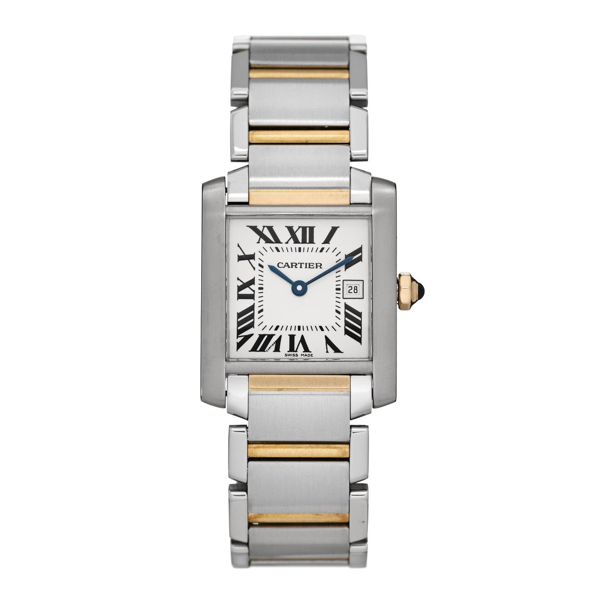 Stainless Steel 18K Yellow Gold 25mm Tank Francaise Quartz Watch