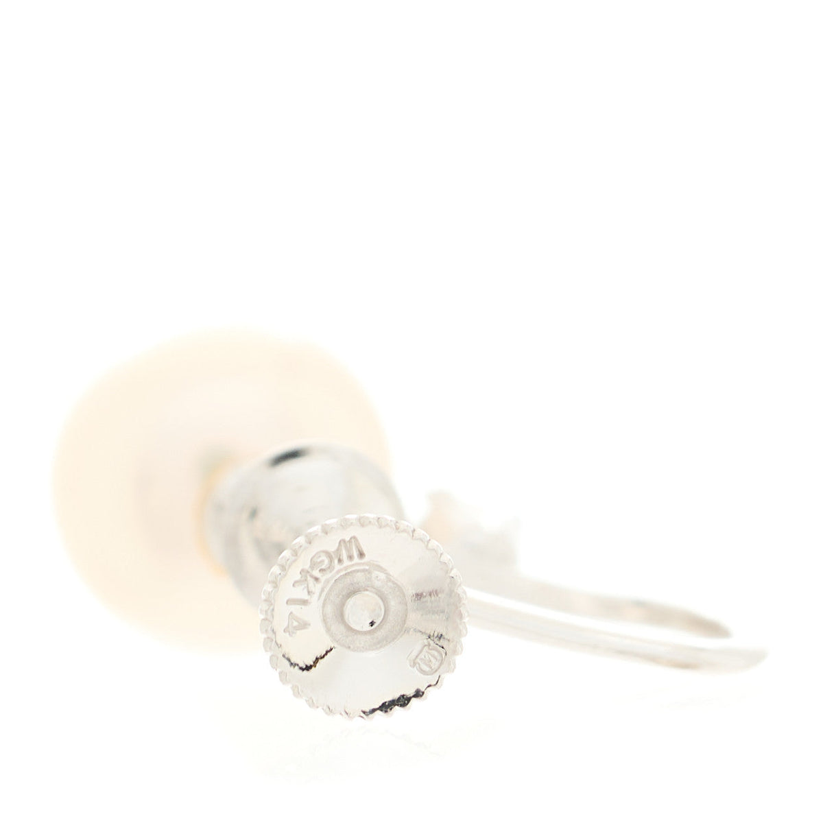 14K White Gold Diamond Akoya Pearl 7.5mm Screw Back Earrings