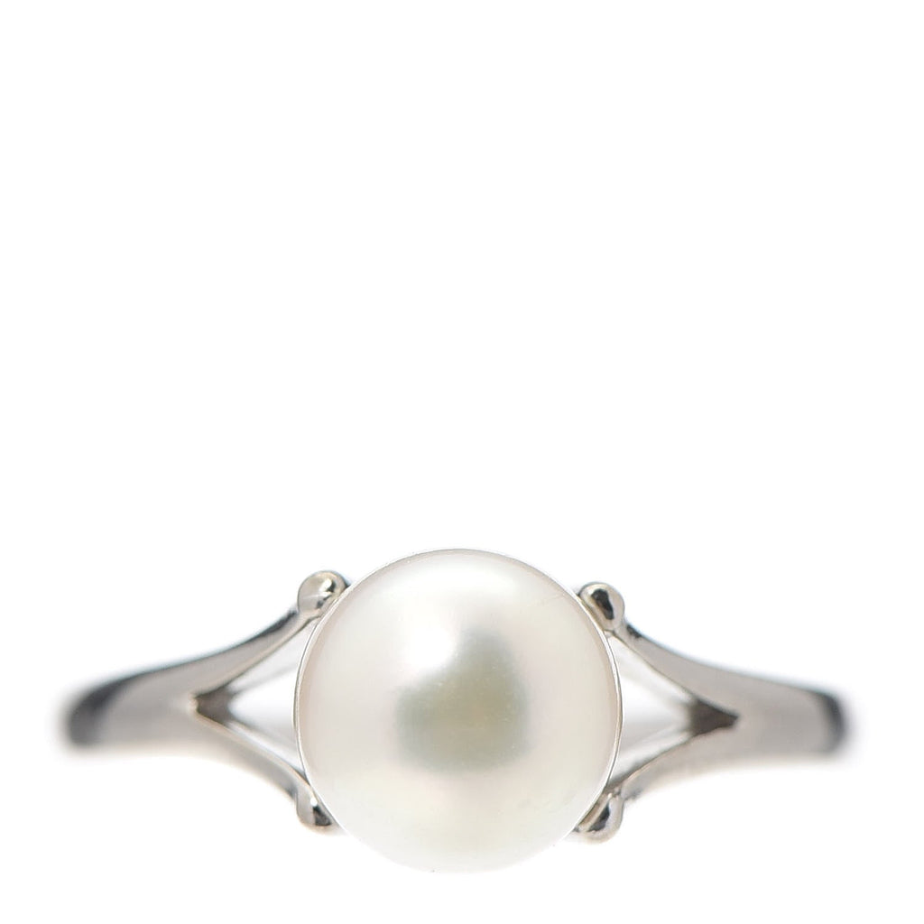 14K White Gold Akoya Pearl 7mm Ring 51 5.75