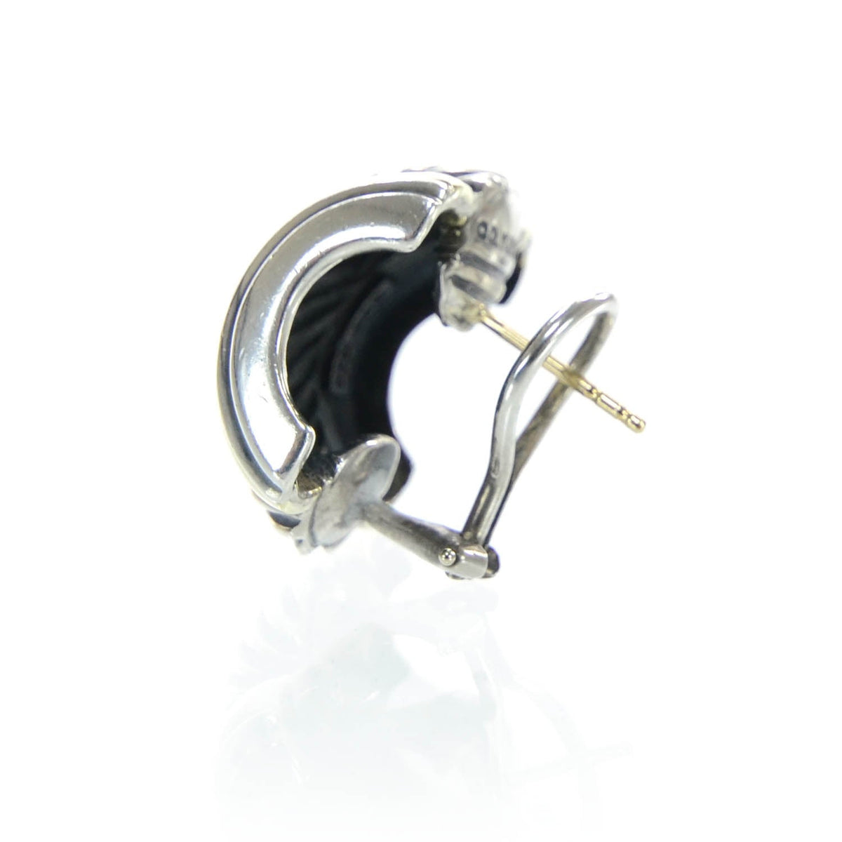 14k White Gold and Sterling Silver Huggie Hoop Earrings