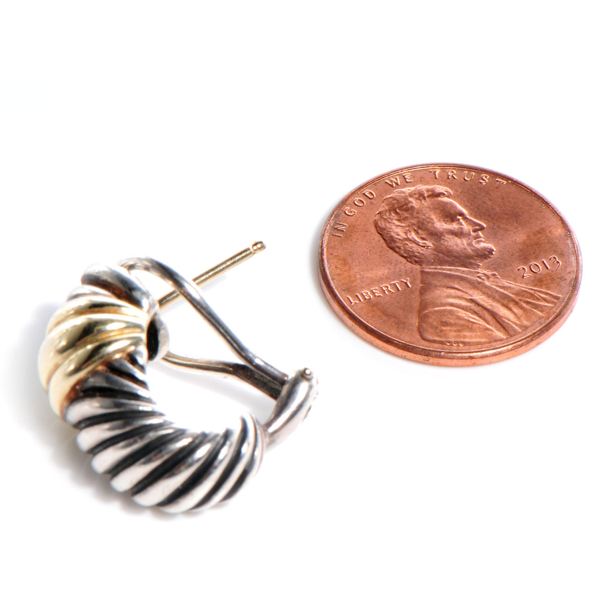 14k Gold and Sterling Silver Small Thoroughbred Shrimp Earrings
