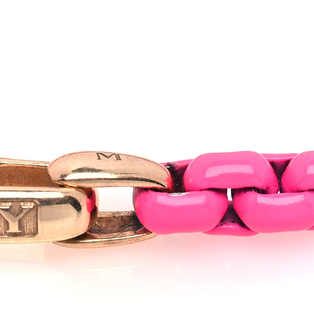 14K Rose Gold Acrylic Bel Aire 4mm Chain Bracelet Hot Pink