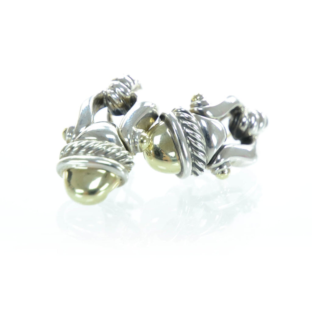 14k Gold and Sterling Silver Buckle Earrings