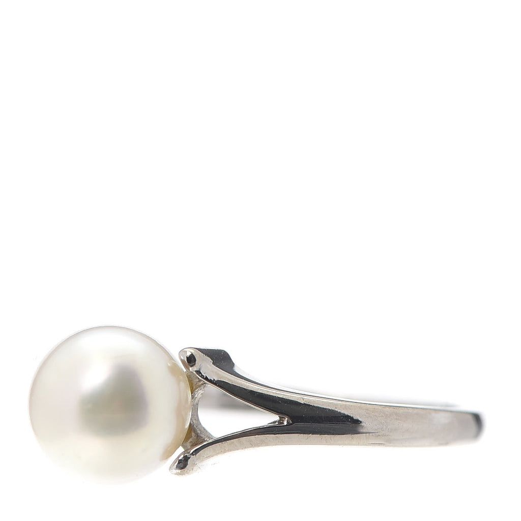 14K White Gold Akoya Pearl 7mm Ring 51 5.75